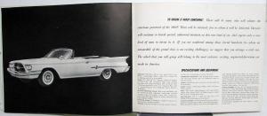 1960 Chrysler 300 F Dealer Prestige Sales Brochure 413 Ram Induction Engine Rare