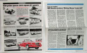 1987 Chrysler-Plymouth Spectator Quarterly Dealer Sponsored Magazine with Extras