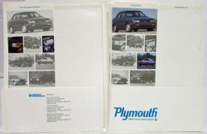 1989 Plymouth Press Kit - Reliant Sundance Voyager Fury Colt