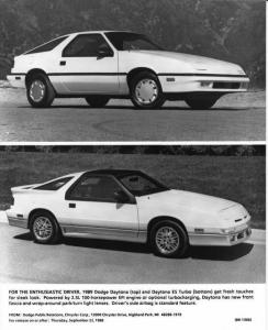 1989 Dodge Daytona Auto Press Photo 0148