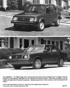 1989 Dodge Omni and Aries America Auto Press Photo 0151