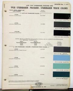 1957 1958 Studebaker & Truck & Packard Dupont Paint Chips Original