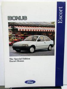1992-1993 Ford Escort Bonus UK Market Dealer Data Sheet Right Hand Drive