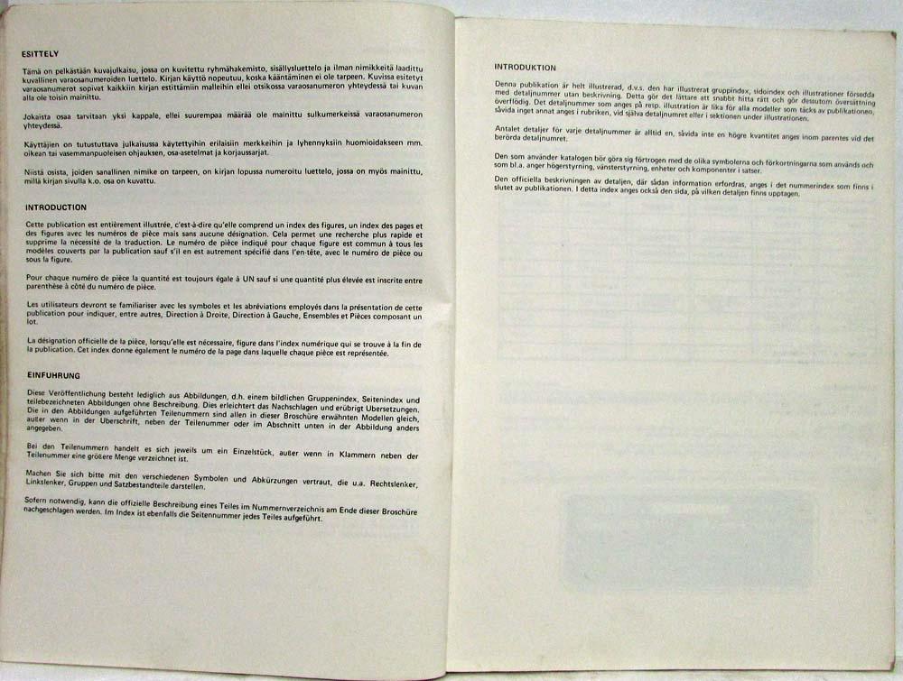 1973 Triumph Spitfire MkIV and Spitfire 1500 Parts Book List Manual Catalog