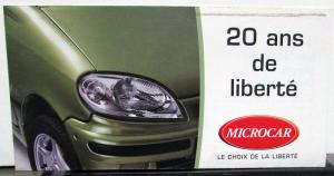 Microcar Foreign Dealer French Text Sales Brochure Folder 20 ans de liberte