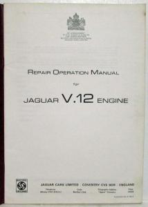 1971 Jaguar V12 Engine Service Shop Repair Operation Manual w Errata