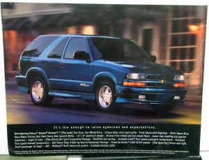 2001 Chevrolet Blazer Extreme Dealer Sales Data Card Sheet Features Options