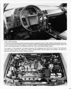 1988 Acura Legend Interior and Engine Press Photo 0158