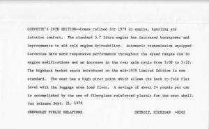 1979 Chevrolet Corvette Press Photo and Release 0430