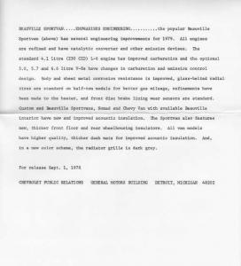1979 Chevrolet Beauville Sportvan Press Photo and Release 0432