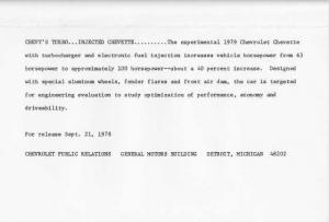 1979 Chevrolet Chevette Turbo Injected Press Photo and Release 0436