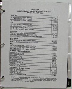 2000 Mazda Full Line Press Kit - Protege Miata Millenia 626 MPV