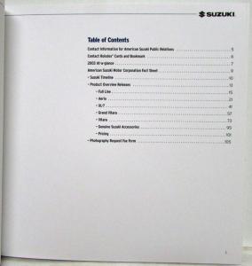 2003 Suzuki Full Line Press Kit - Aerio Grand Vitara XL7