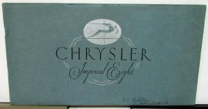 1931 Chrysler Imperial Eight Prestige Color Sales Brochure Catalog Original