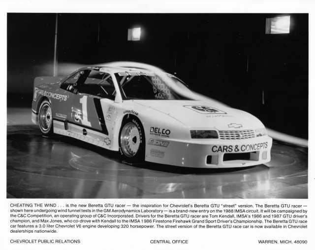 1988 Chevrolet Beretta GTU Cheating the Wind Press Photo 0458