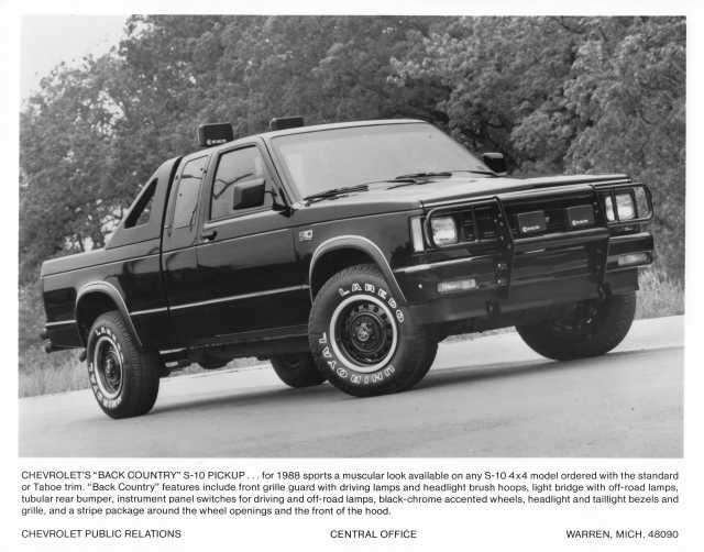 1988 Chevrolet S-10 Back Country Pickup Truck Press Photo 0462