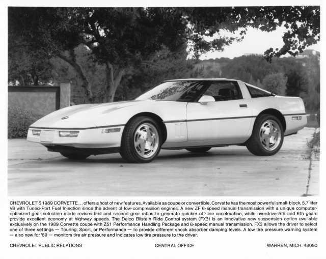 1989 Chevrolet Corvette Press Photo 0441