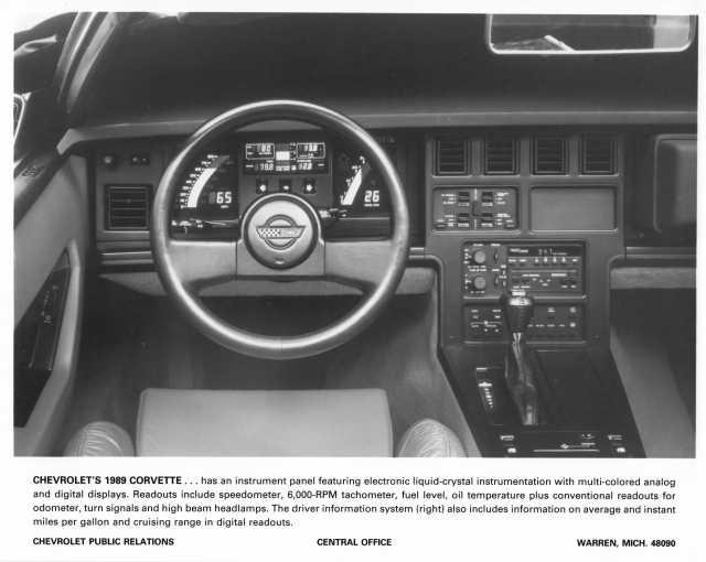 1989 Chevrolet Corvette Interior Press Photo 0445