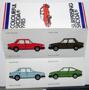 1985 Skoda Dealer English Text Dealer Sales Brochure Folder Color Options