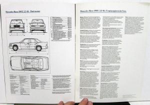 1987 Mercedes Benz Foreign Dealer Italian Text Sales Brochure 190 E 2.3-16
