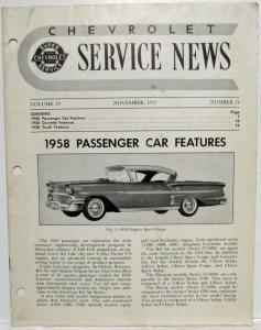 1958 Chevrolet Service News Corvette Features Vol 29 No 11 Tech Bulletin