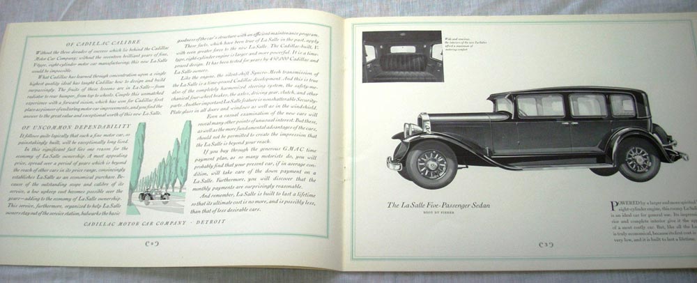 1931 Cadillac La Salle Prestige 3 Color Sales Brochure & Envelope