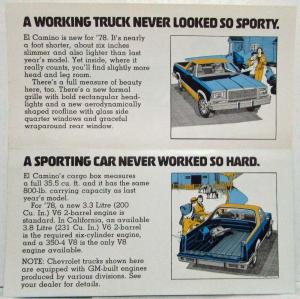 1978 Chevrolet El Camino Mini Sales Folder