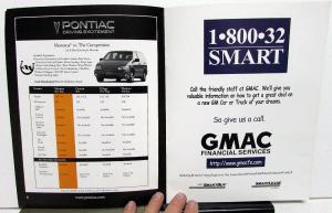 2000 Pontiac Dealer Shoppers Guide Model Comparisons Firebird Grand Am Prix