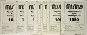 1980 MVMA Prelim Specifications Form Passenger Car - Chevrolet Corvette Camaro