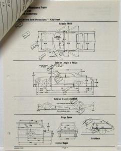 1980 MVMA Prelim Specifications Form Passenger Car - Chevrolet Corvette Camaro