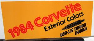 1984 Chevrolet Corvette Dealer Sales Brochure Exterior Colors Paint Chips