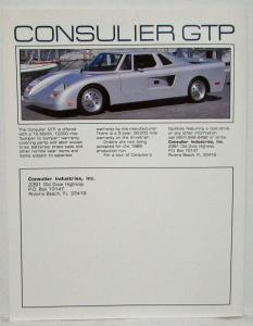 1988 Consulier GTP Sales Brochure