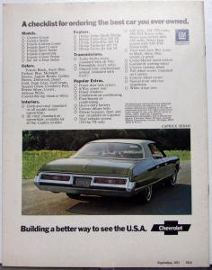 1972 Chevrolet Caprice Impala Sport Bel Air Sales Brochure Original