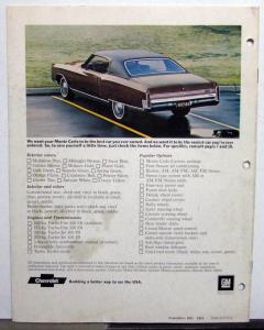 1972 Chevrolet Monte Carlo Color Sales Brochure Original