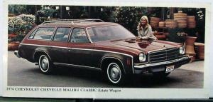 1974 Chevrolet Chevelle Malibu Classic Estate Wagon Photo Card & Features Orig