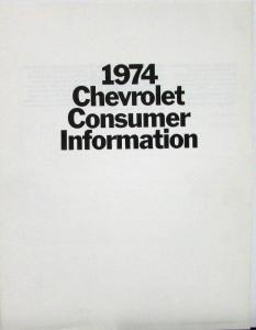 1974 Chevrolet GM Consumer Info Cars Stopping Tire Loads & Passing Abilitiy