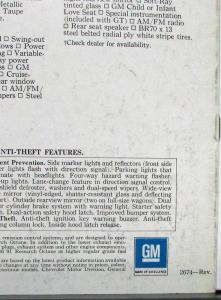 1974 Chevrolet Wagons Chevelle Vega Suburban Blazer Sportvan REV Sales Brochure