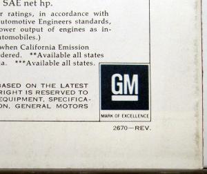 1974 Chevrolet Caprice Classic Impala Bel Air REVISED Sales Brochure Original