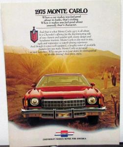 1975 Chevrolet Monte Carlo Coupe Landau REVISED Sales Brochure Original