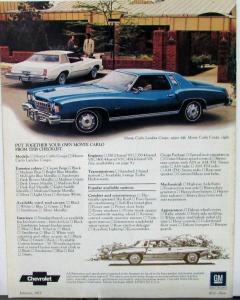 1975 Chevrolet Monte Carlo Coupe Landau REVISED Sales Brochure Original