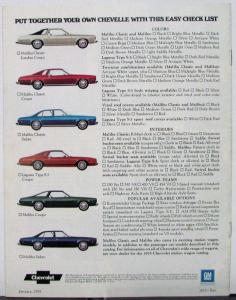 1975 Chevy Chevelle Malibu Laguna Mid Size Car REVISED Sales Brochure