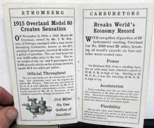 1915 Stromberg Carburetor Sales Brochure Records Set On Cole Marmon Overland