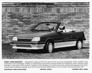 1986 Chevrolet Sprint Turbo Convertible Press Photo 0482