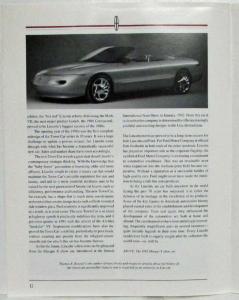 1992 Lincoln: Seventy Years of Fine Car Heritage Brochure