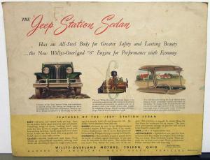 1948 Willys Overland Jeep Station Wagon Sedan Dealer Sales Brochure Large Orig