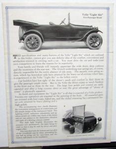 1915 Velie Light Six Car Models Sales Brochure Mailer Roadster 5 & 6 Passenger