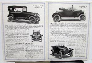 1915 Velie Light Six Car Models Sales Brochure Mailer Roadster 5 & 6 Passenger