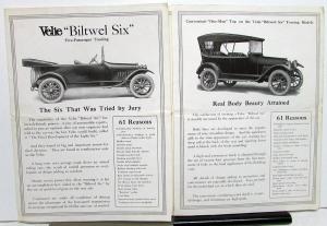 1916 Velie Light Six Car Models Brochure Mailer Biltwel Touring Coupe Roadster