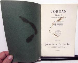 1930 Jordan Model G Owners Manual Instruction Book