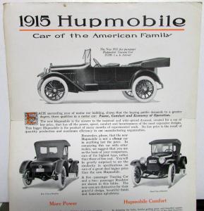 1915 Hupmobile Sales Brochure Mailer Touring Roadster Sedan Features Specs Orig